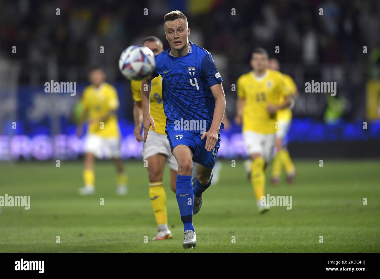 Robert Ivanov in action during the UEFA Nations League -League B Group 3 match between Romania and Finland at Rapid Giulesti Stadium on June 11, 2022 in Bucharest, Romania. (Photo by Alex Nicodim/NurPhoto) Stock Photo