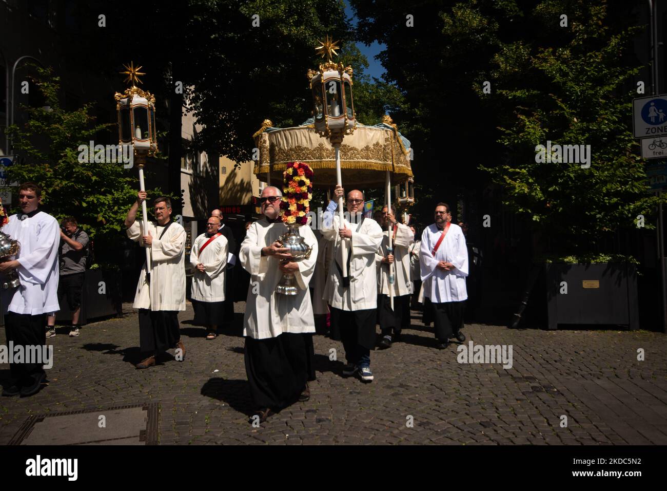 general view of the Corpus Christi procession in Cologne, Germany on ...