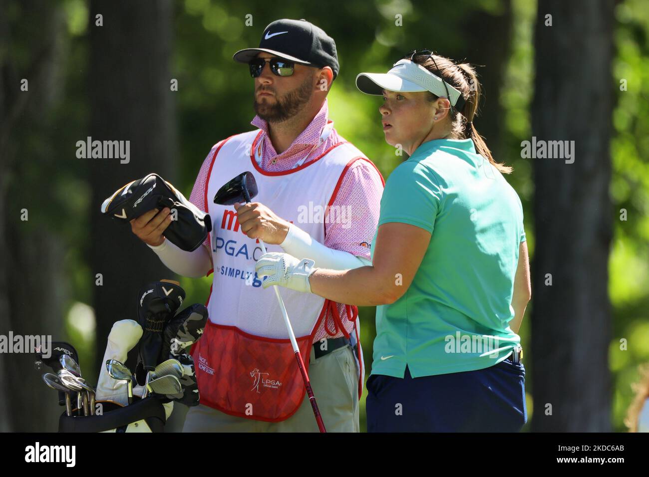 Caroline Inglis of Eugene, Oregon follows her shot from the 6th tee