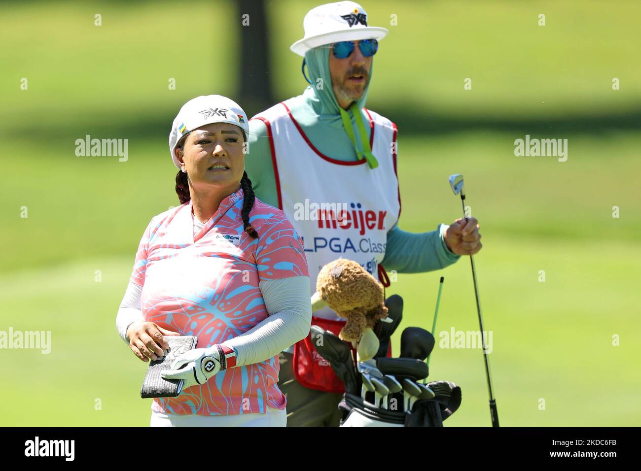 Christina Kim of the United States waits on the 8th hole during the first round of the Meijer LPGA Classic for Simply Give golf tournament at Blythefield Country Club in Belmont, MI, USA Thursday, June 16, 2022. (Photo by Jorge Lemus/NurPhoto) Stock Photo