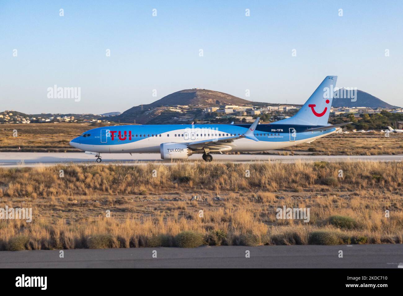 TUI Boeing 737 MAX aircraft as seen taxiing, going for take off at