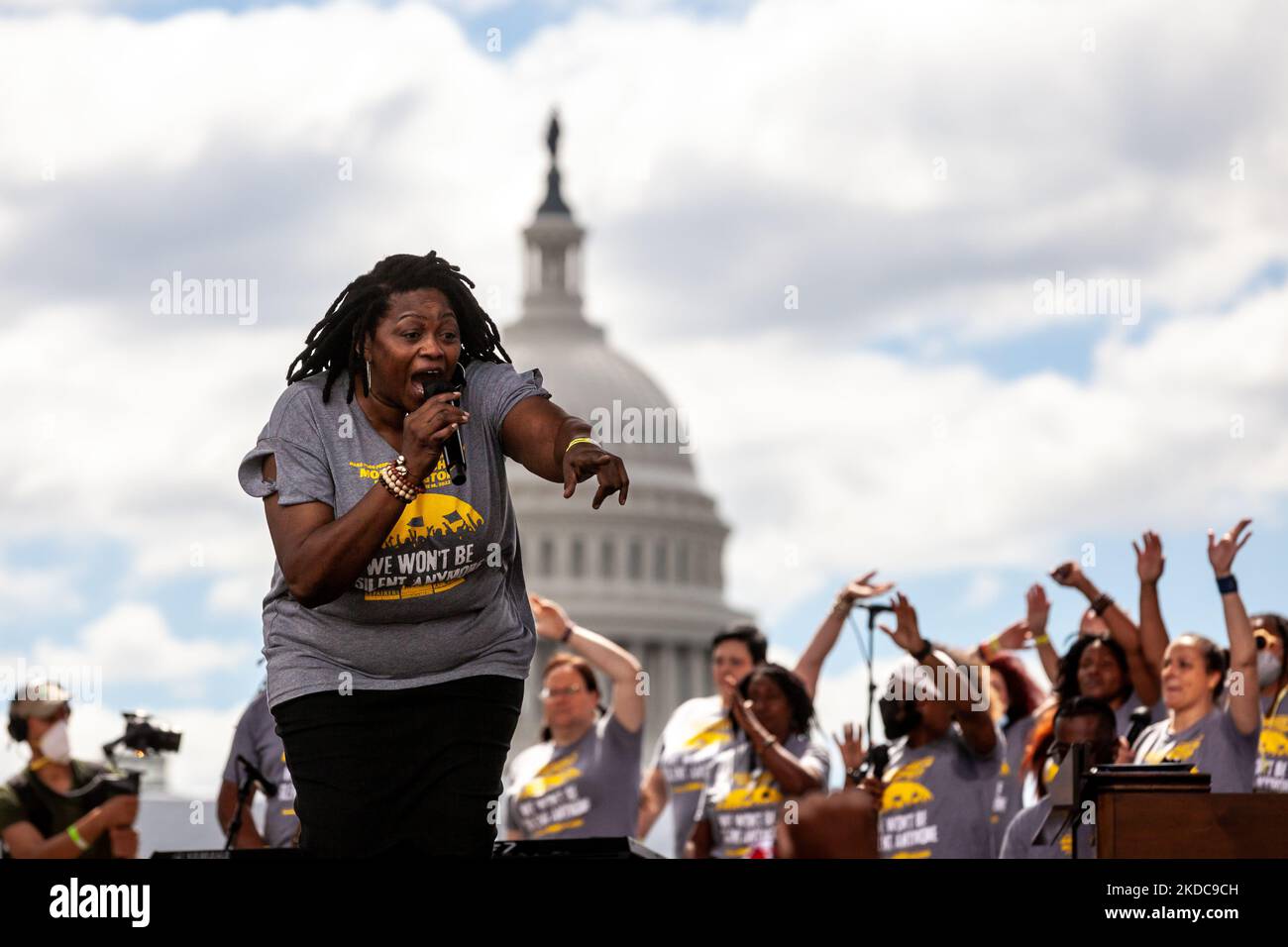 A band and choir perform songs from the 1960s civil rights movement during the Poor People's Campaign's (PPC) Moral March on Washington and to the Polls. The event calls attention to the level of poverty and economic instability in the US and the disproportionate coronavirus mortality rate among the poor and low-income, and demands more equitable distribution of resources throughout society and voting rights for all Americans. Hundreds of organizations and thousands of people participated in the march. (Photo by Allison Bailey/NurPhoto) Stock Photo
