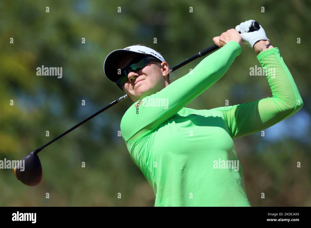 Madelene Sagstrom of Enkoping, Sweden hits from the 12th tee during the