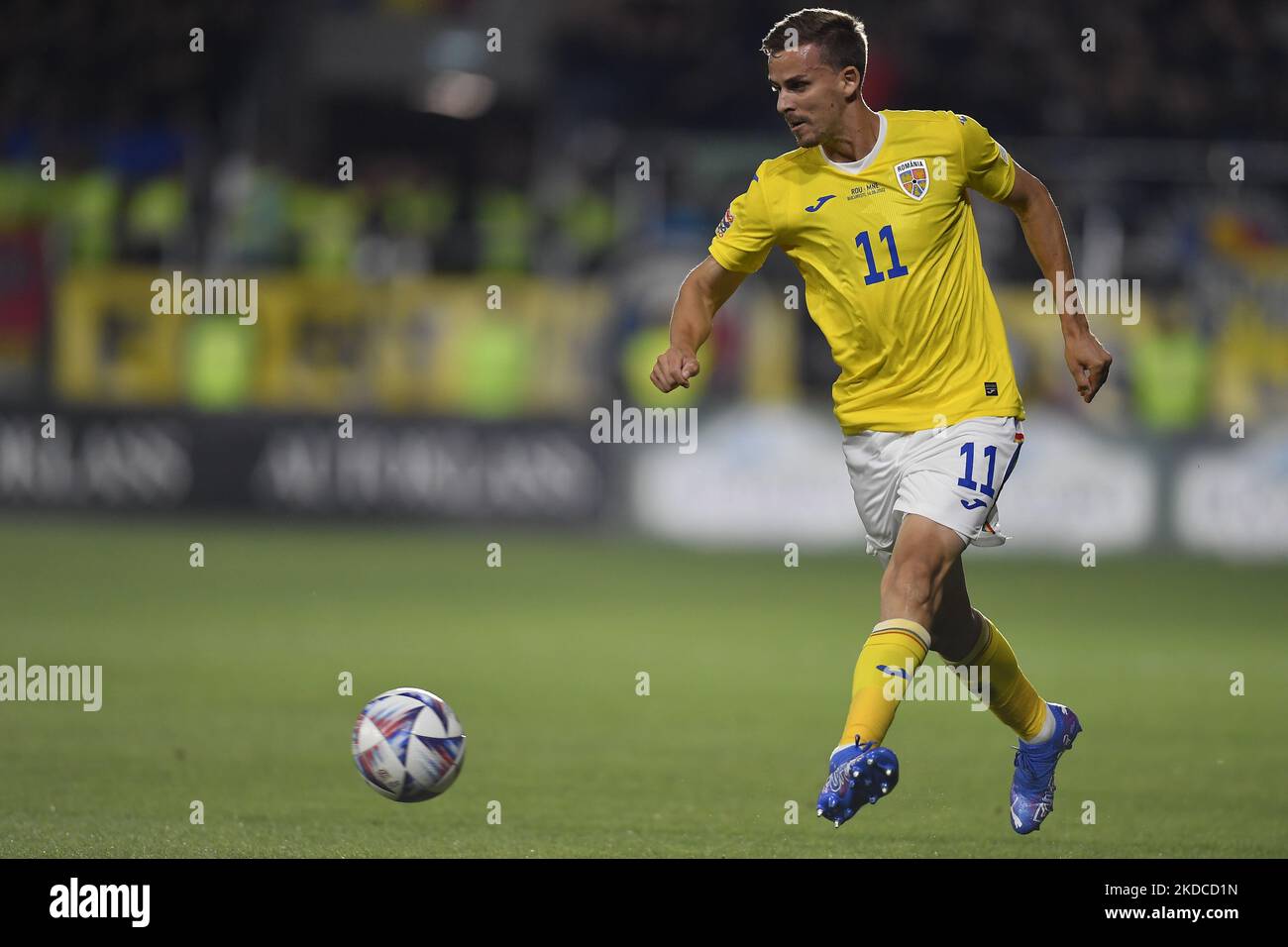 Nicusor Bancu in action during the UEFA Nations League -League B Group 3 match between Romania and Montenegro at Rapid Giulesti Stadium on June 14, 2022 in Bucharest, Romania. (Photo by Alex Nicodim/NurPhoto) Stock Photo
