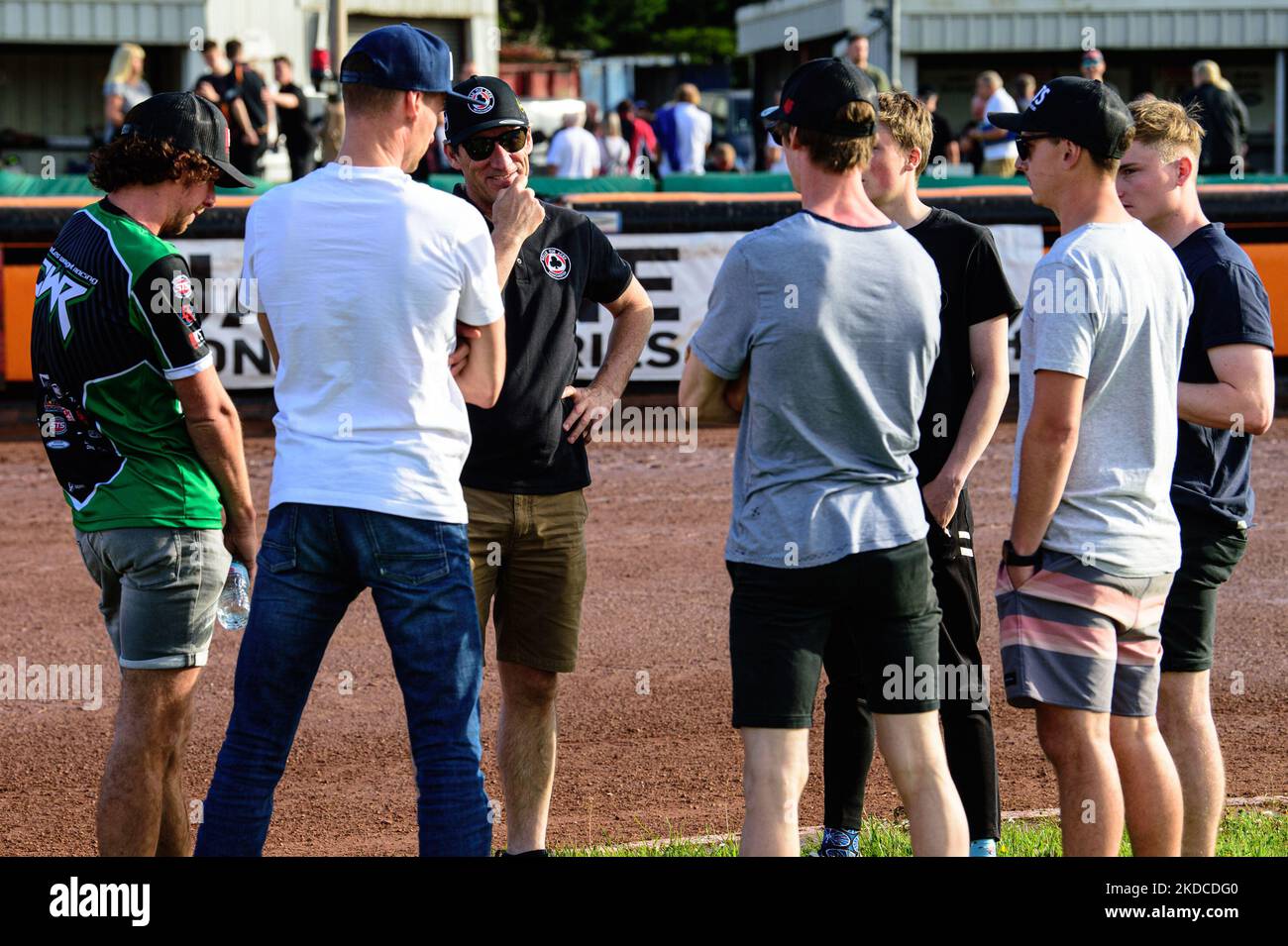 The Belle Vue ATPI Aces prerace meeting after their track walk during