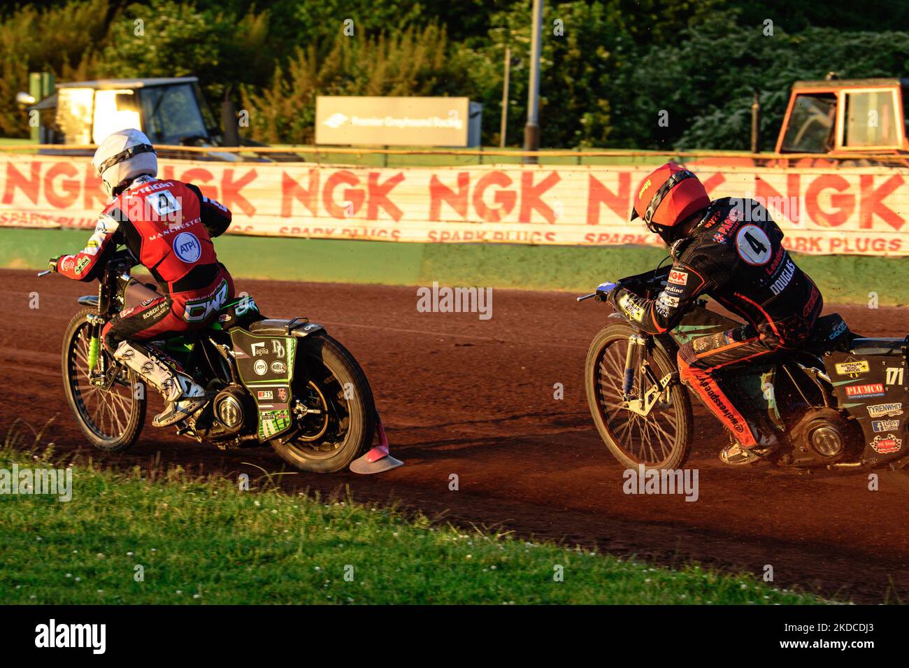 Charles Wright (White) leads Ryan Douglas (Red) during the SGB