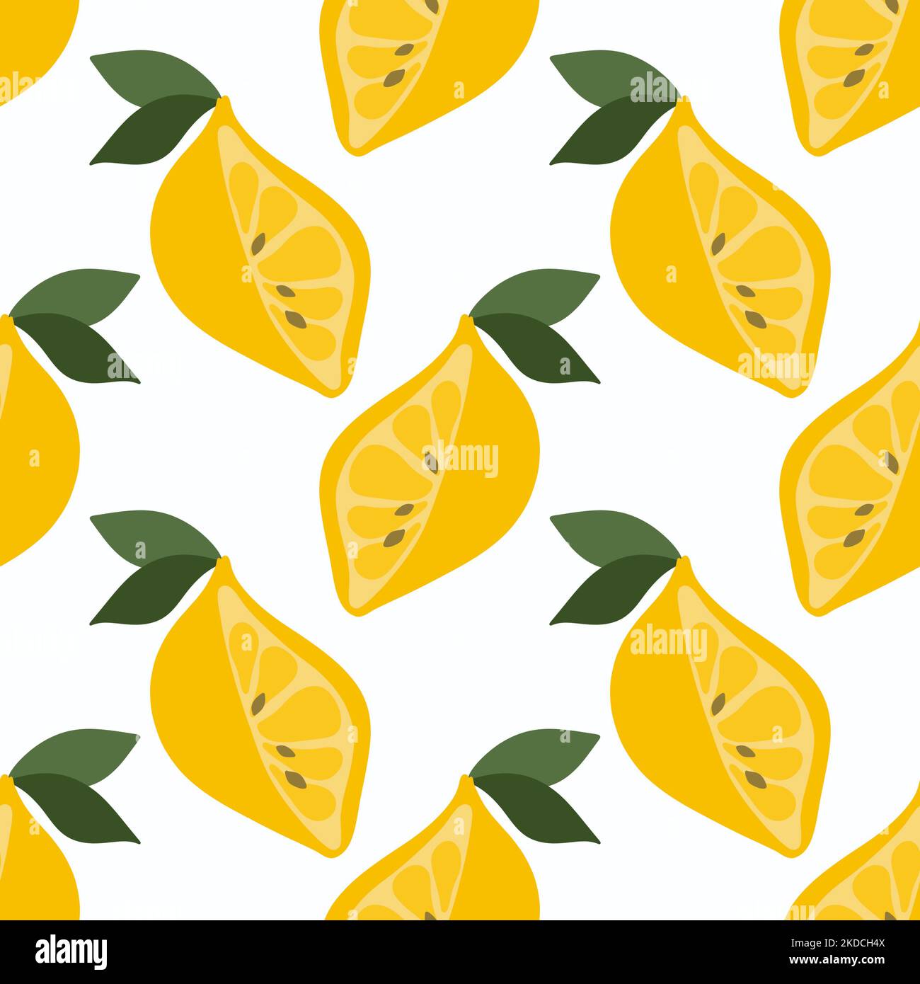 Summer fruit seamless doodle cartoon polka dots lemon pattern for ...