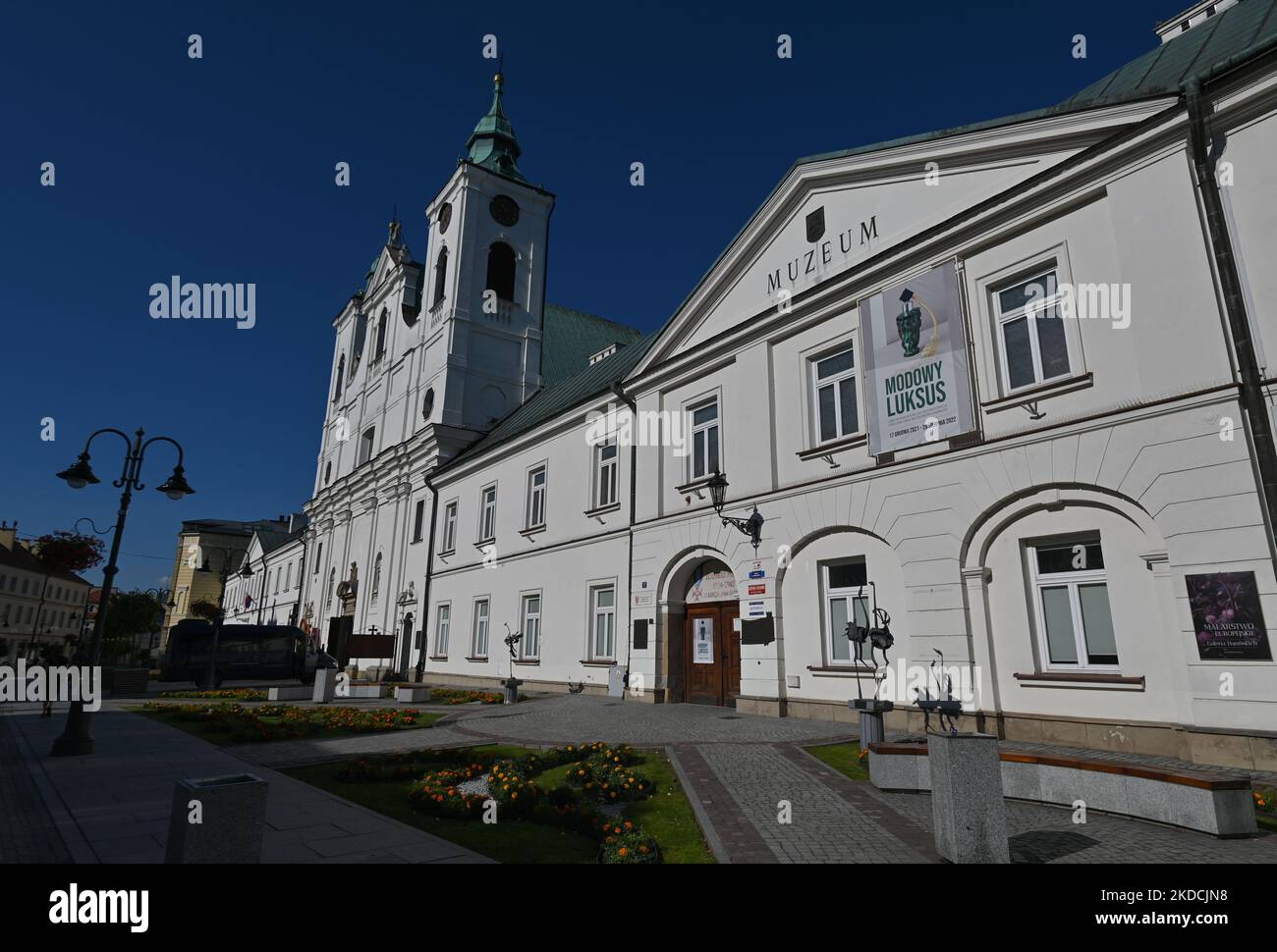 View of the Holy Cross church and the Museum in Rzeszow. On Friday, June 24, 2022, in Rzeszow, Podkarpackie Voivodeship, Poland. (Photo by Artur Widak/NurPhoto) Stock Photo