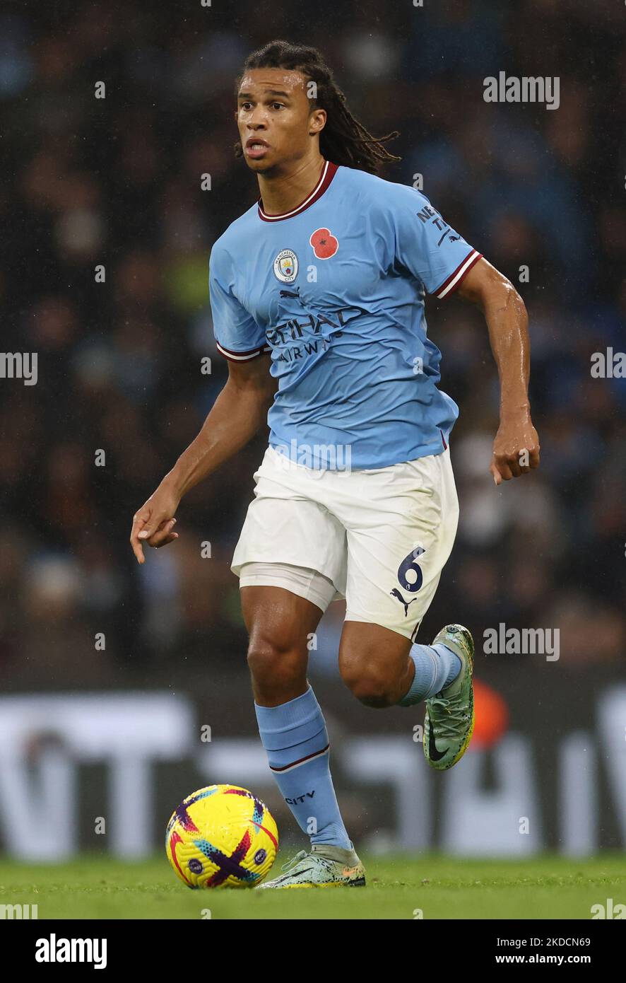 Manchester, England, 5th November 2022.  Nathan Ake of Manchester City during the Premier League match at the Etihad Stadium, Manchester. Picture credit should read: Darren Staples / Sportimage Stock Photo