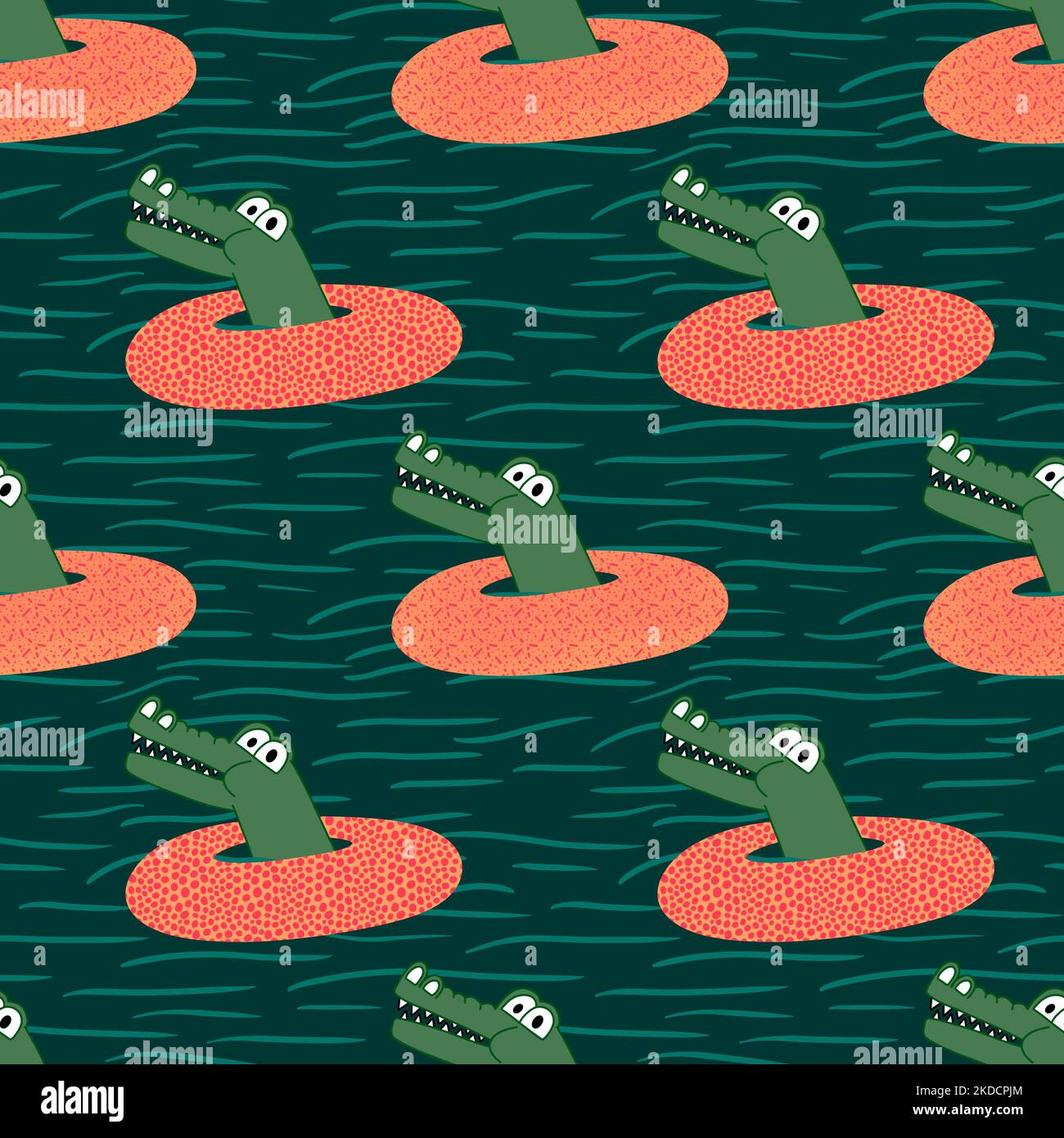 Summer animals seamless crocodile lizards cartoon pattern for wrapping ...