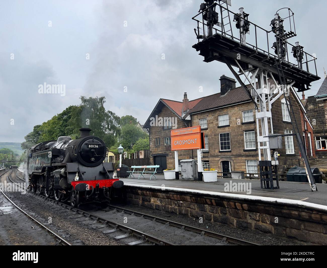 Steam Train at Grosmont Train Station Stock Photo