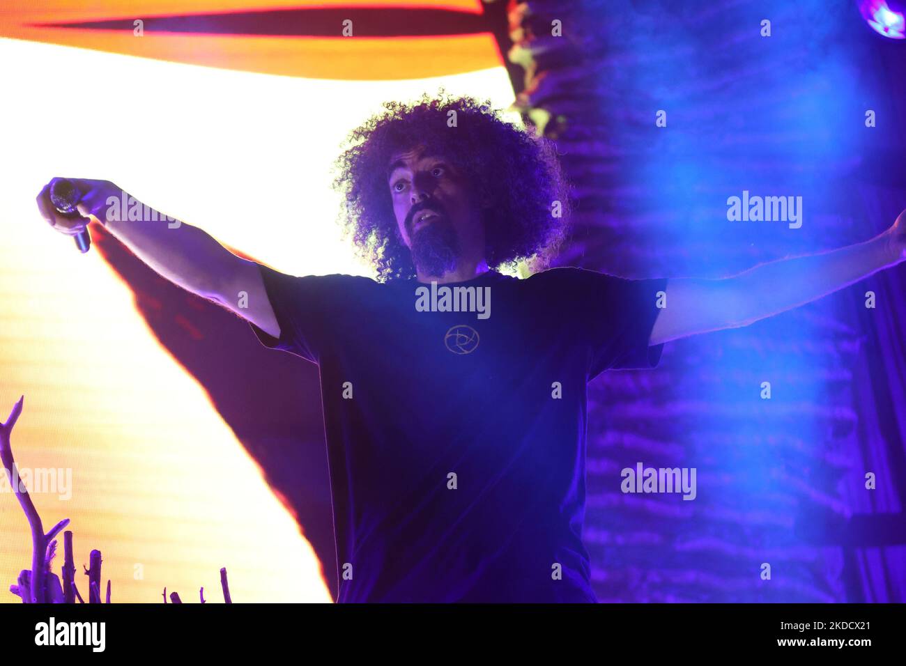 Italian singer Caparezza during his concert at Bologna Sequoie Music ...