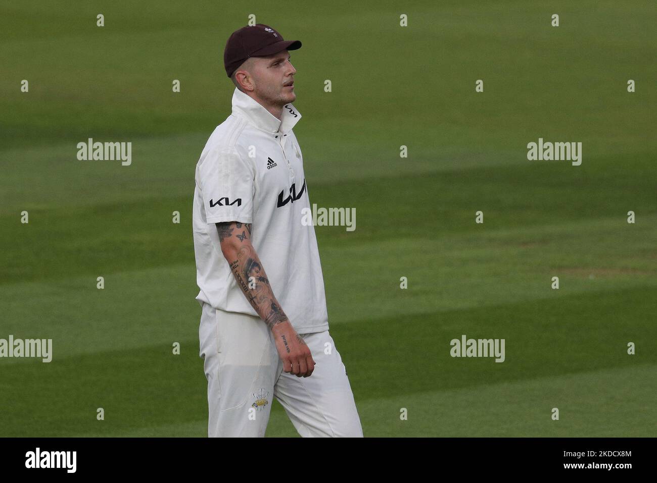 Conor McKerr of Surrey during the LV= County Championship Division 1 match between Surrey and Kent at the Kia, Oval, London on Tuesday 28th June 2022. (Photo by Robert Smith/MI News/NurPhoto) Stock Photo