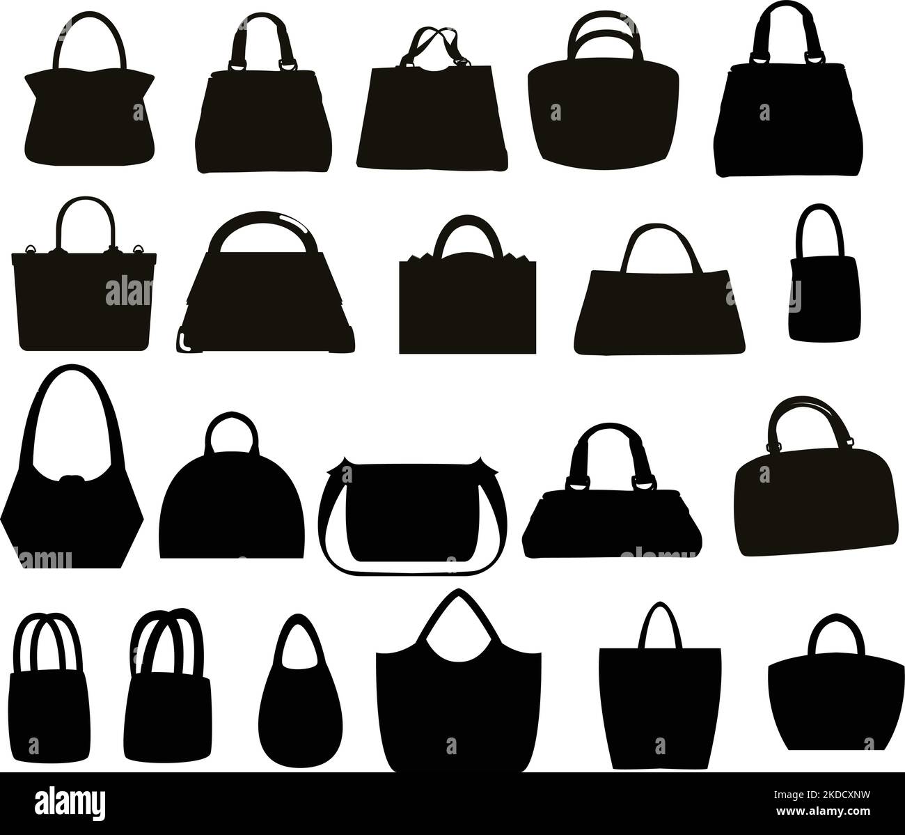 A set of silhouette clip art of different purses stock vector image