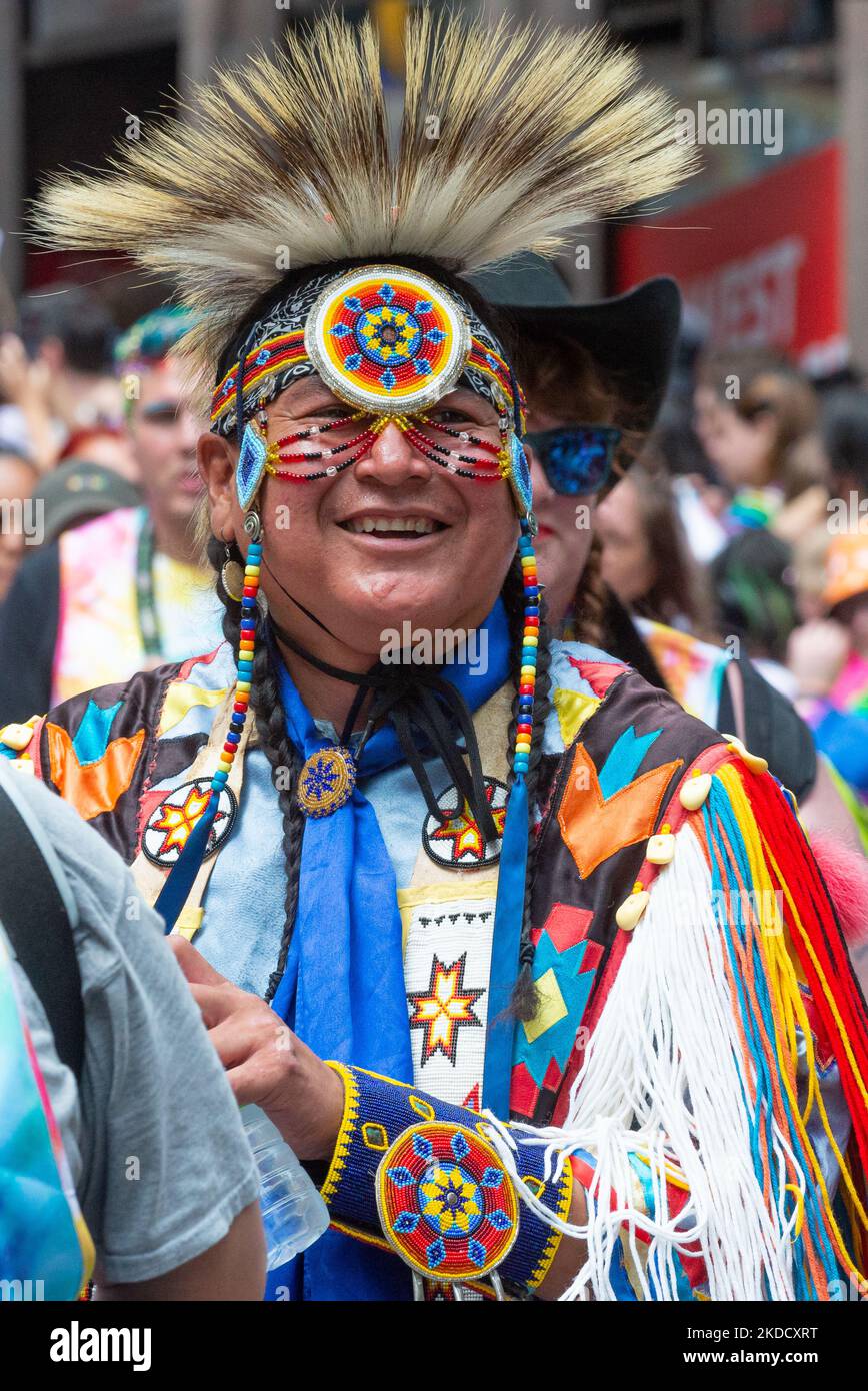 Toronto, ON, Canada – June 26, 2022: Participants at the 2022 Annual Pride Parade of Pride Month in Toronto Downtown (Photo by Anatoliy Cherkasov/NurPhoto) Stock Photo