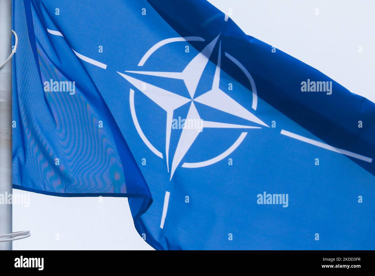 NATO flag is seen in Warsaw, Poland on July 2nd. 2022. (Photo by Beata Zawrzel/NurPhoto) Stock Photo