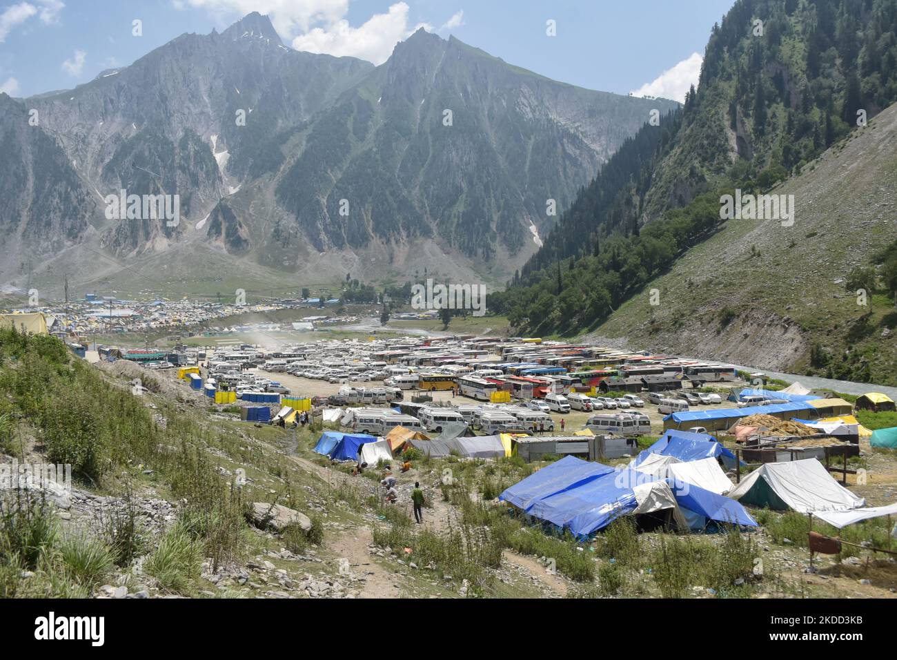 General view of tents at the basecamp in Baltal on the way to the