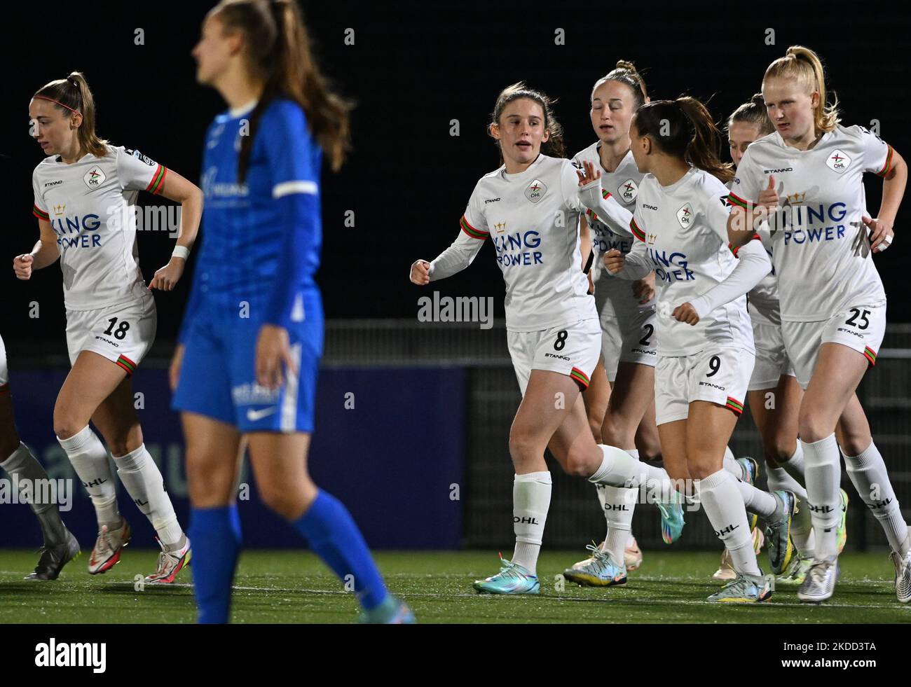 Marie Detruyer (8) of OHL pictured celebrating with teammates after