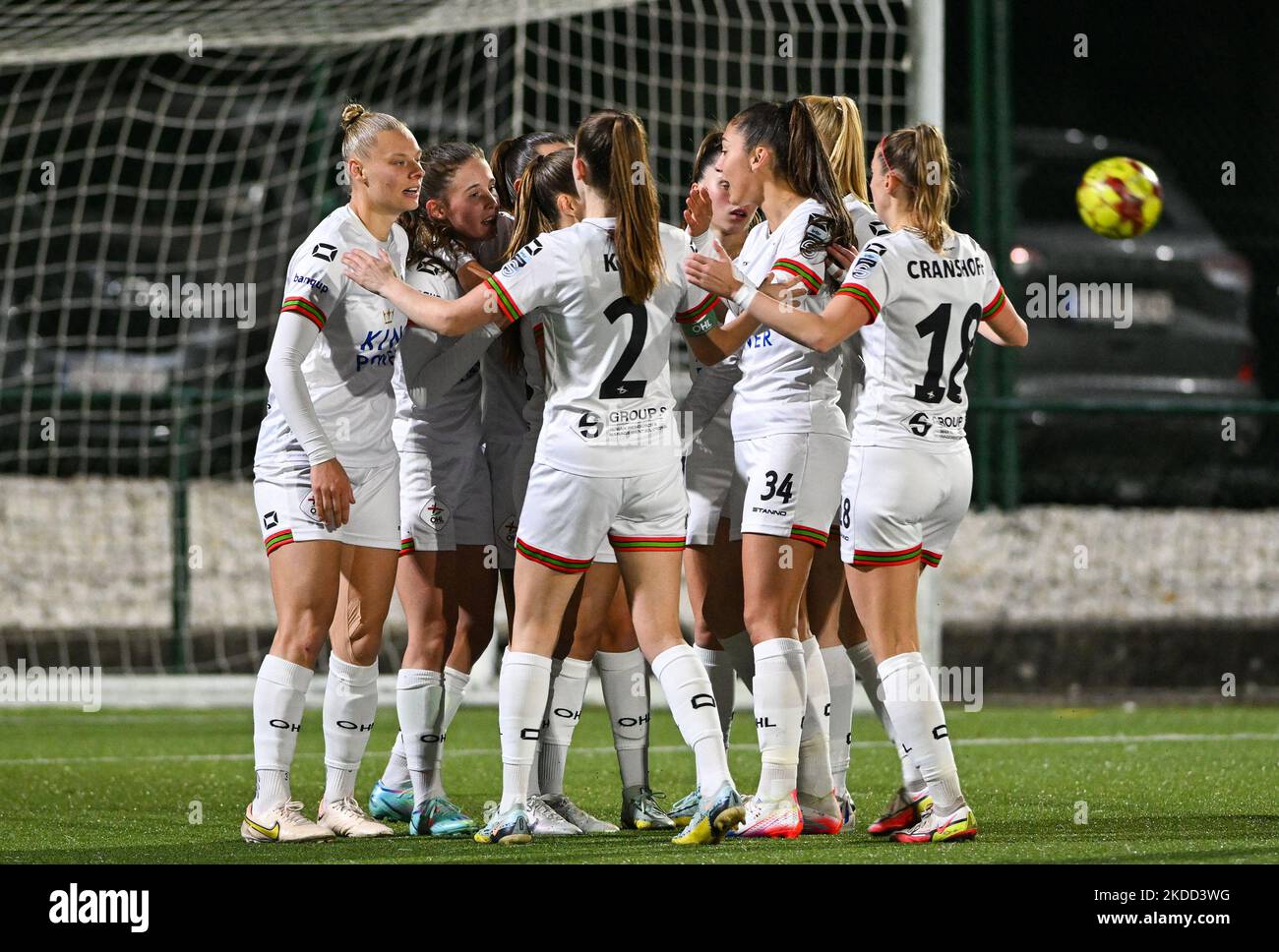 Marie Detruyer (8) of OHL pictured celebrating with teammates after