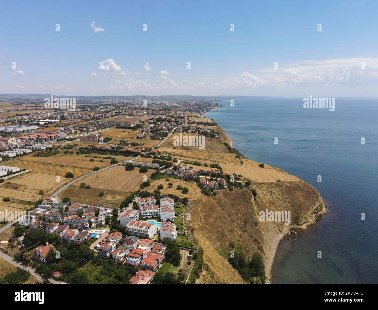 An areal shot of coastline Silivri city landscapes Stock Photo