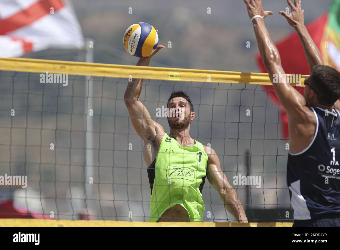 Volleyball World Beach Pro Tour semifinal, Benzi (Italy) in action during the Beach Volley
