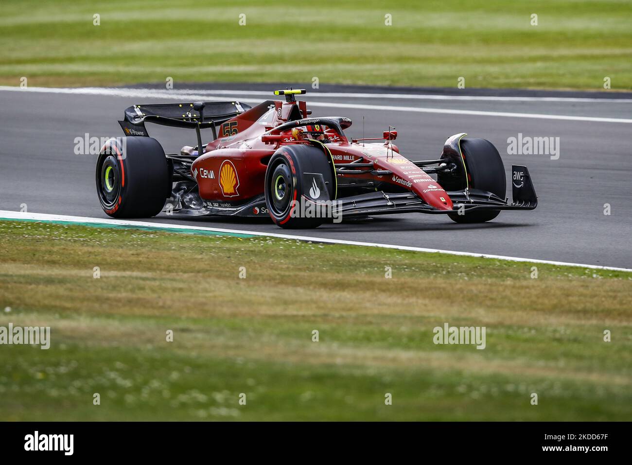 55 Carlos Sainz, Scuderia Ferrari, F1-75, action during the Formula 1 Grand Prix of Great Britain at Silverstone circuit from 31st of June to 3rd of July, 2022 in Northampton, England. (Photo by Gongora/NurPhoto) Stock Photo