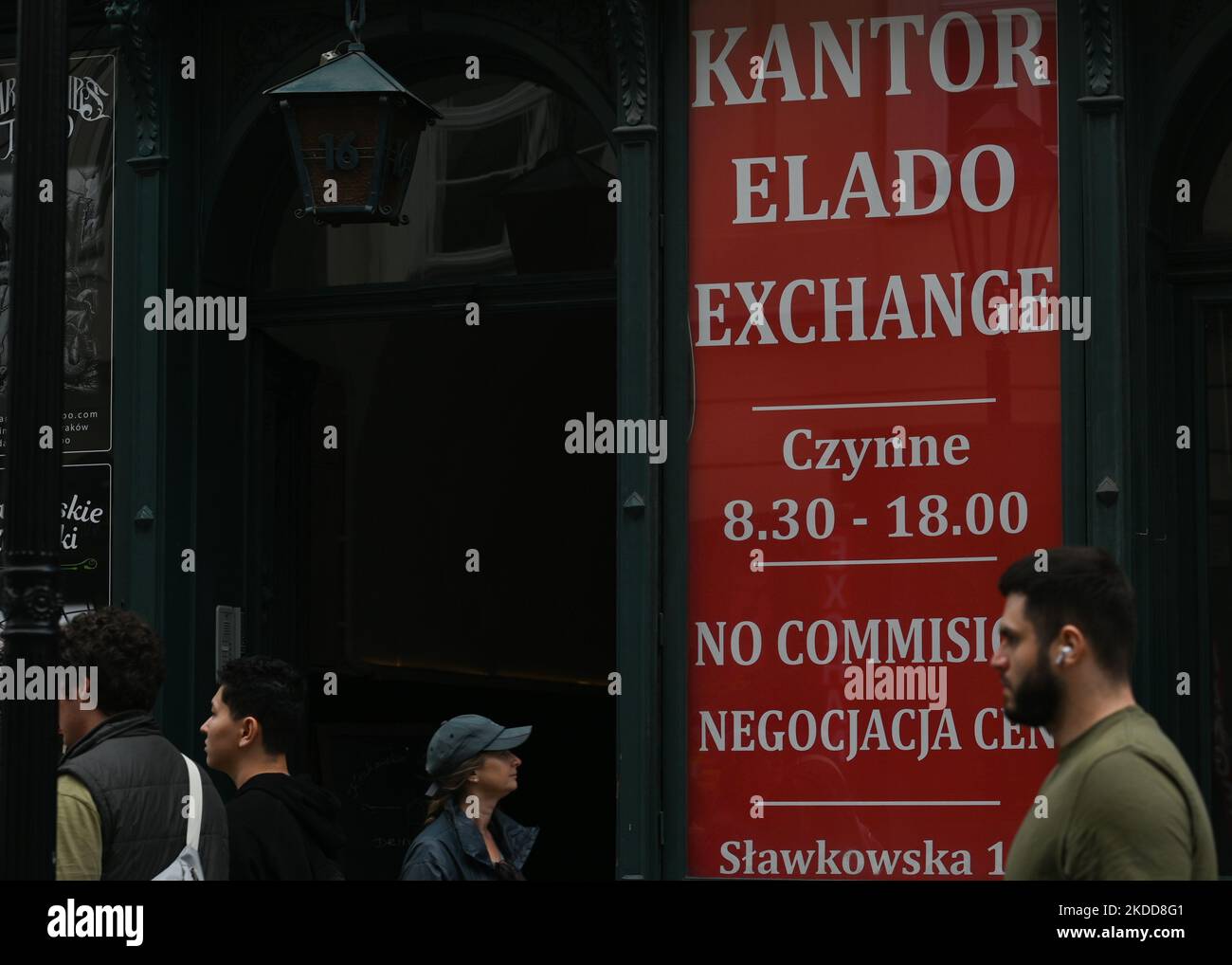 A sign Exchange seen in Krakow's Old Town. On Wednesday, July 06, 2022, in Krakow, Poland. (Photo by Artur Widak/NurPhoto) Stock Photo