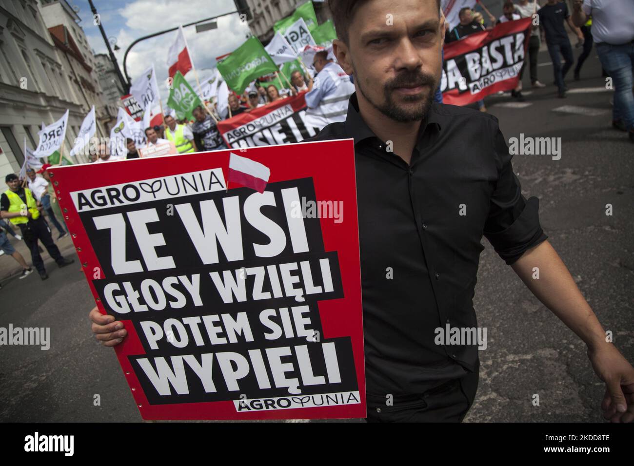 Michal Kolodziejczak agrounia leader seen during farmers protest against the economic crisis and cheap agricultural production. in Warsaw on July 7, 2022. (Photo by Maciej Luczniewski/NurPhoto) Stock Photo