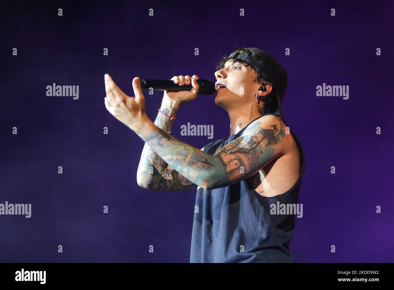 Ultimo performs on stage at Stadio Adriatico - Pescara during the Italian  singer Music Concert Ultimo - Stadi 2022 on July 07, 2022 at the Stadio  Adriatico in Pescara, Italy (Photo by
