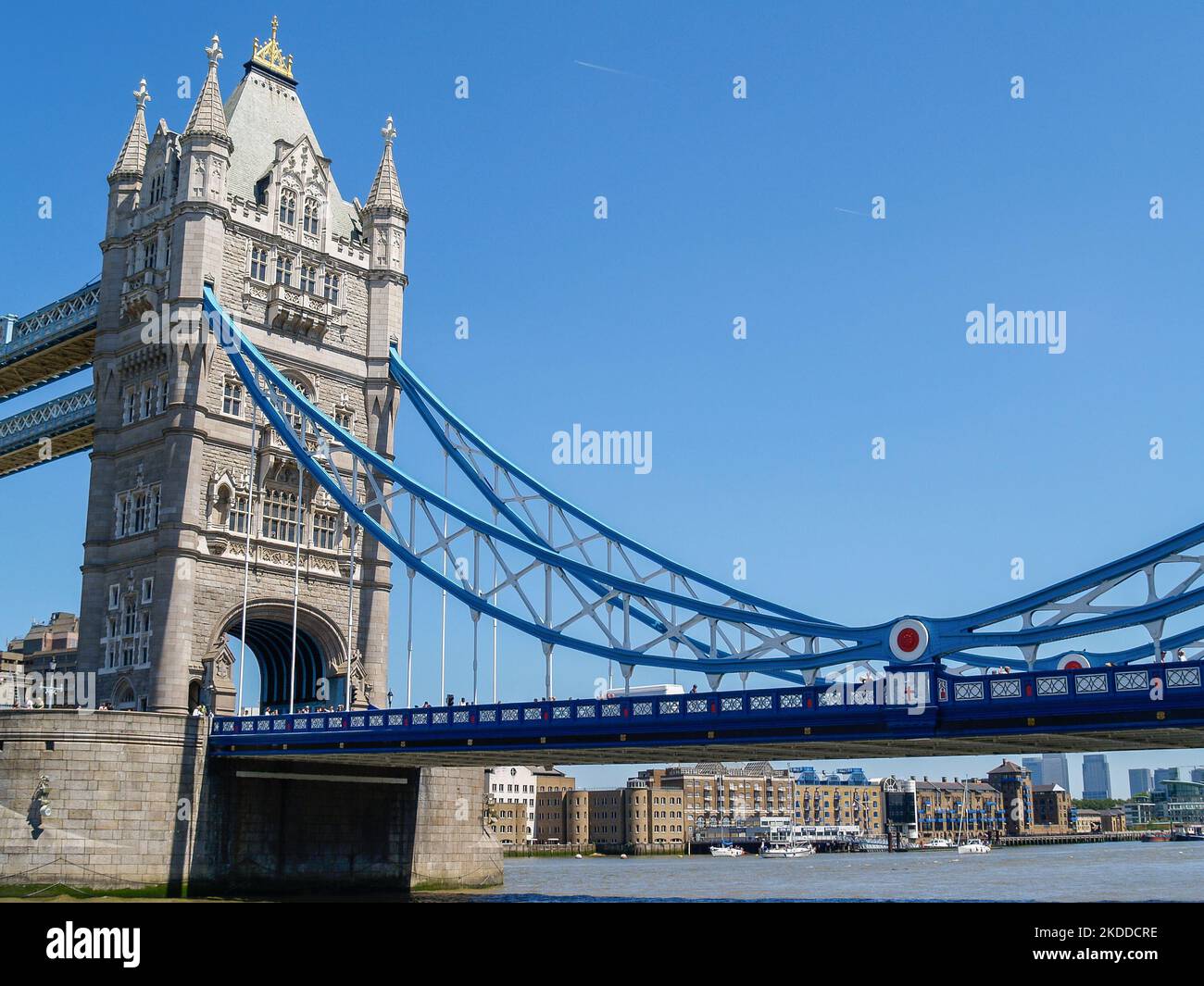 London Bridge Railing One tower and suspension railings of famous Tower Bridge, London United ...