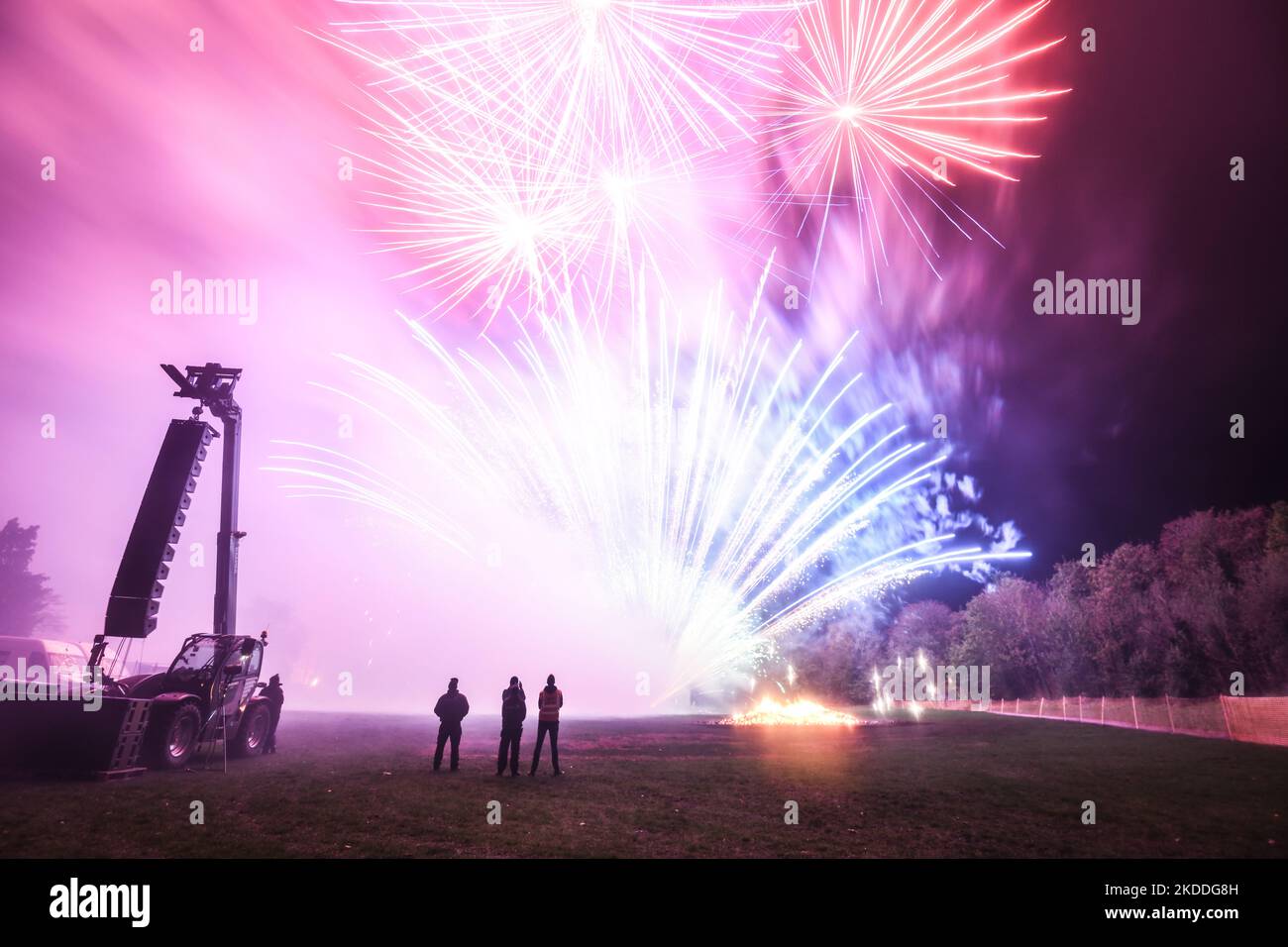 People watch the Wallingford 1155 Bonfire & Fireworks night at the