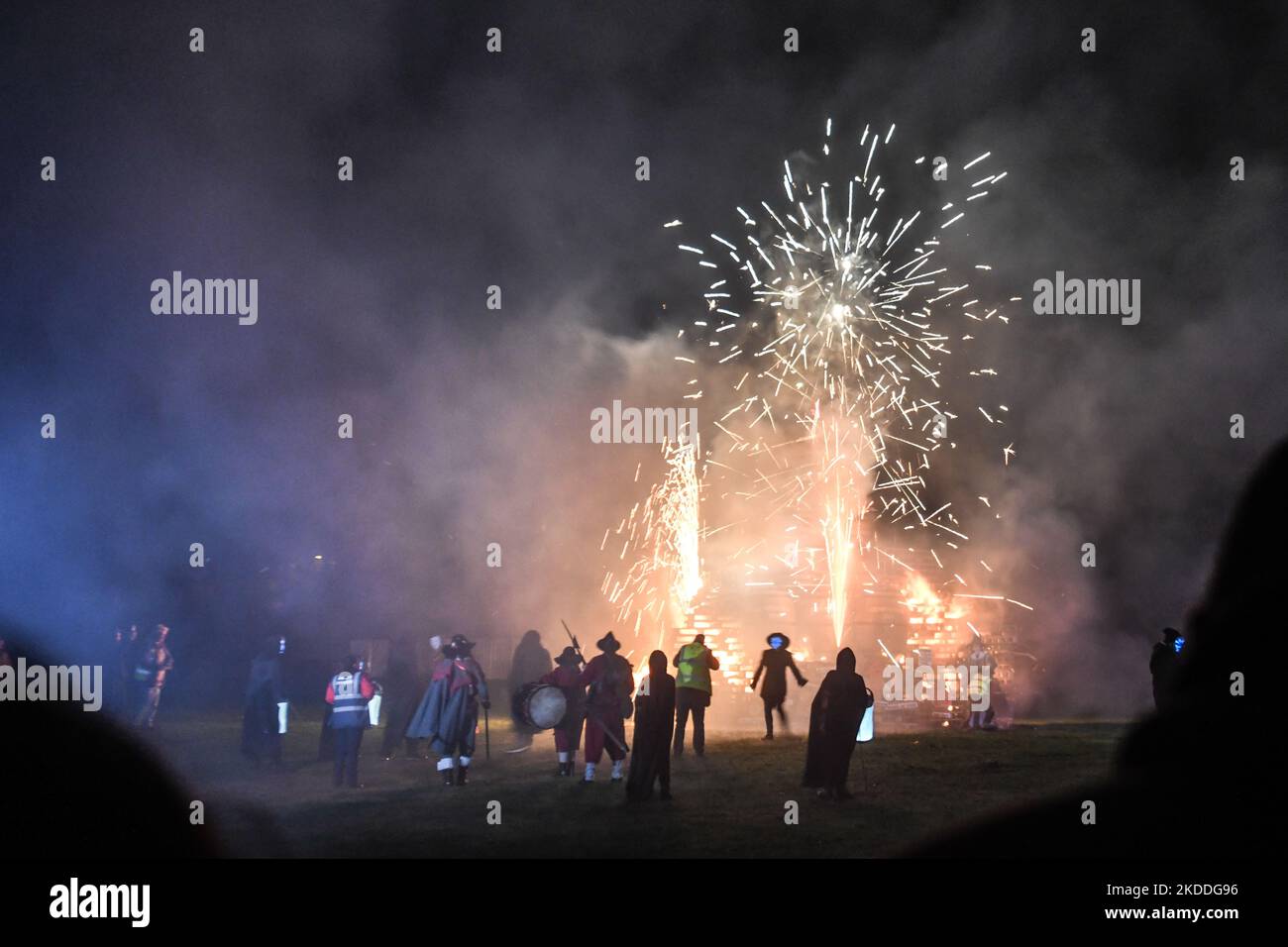 People watch the Wallingford 1155 Bonfire & Fireworks night at the