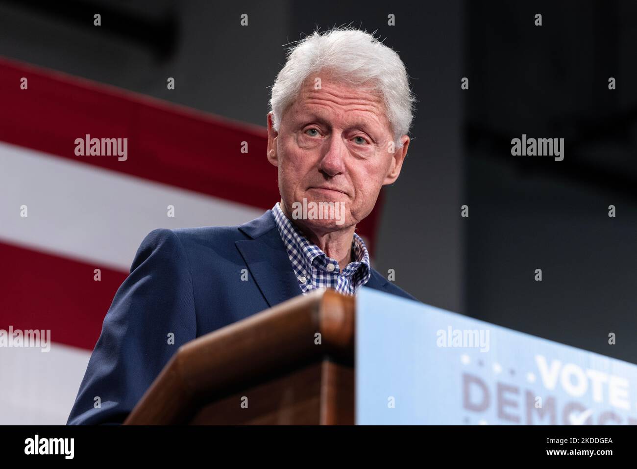 Former President Bill Clinton speaks during election campaign rally for ...