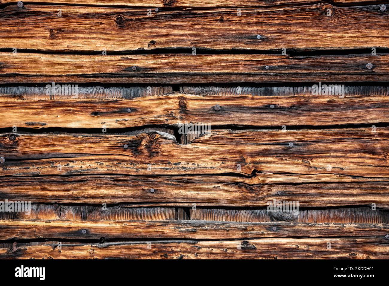 Rustico Alp Closeup of the facade of a typical Alpine hut, the Dolomite Alps in ...