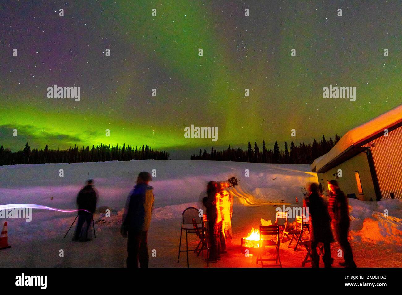 Aurora Pointe, Borealis, Northern Lights, Fairbanks, Alaska Stock Photo