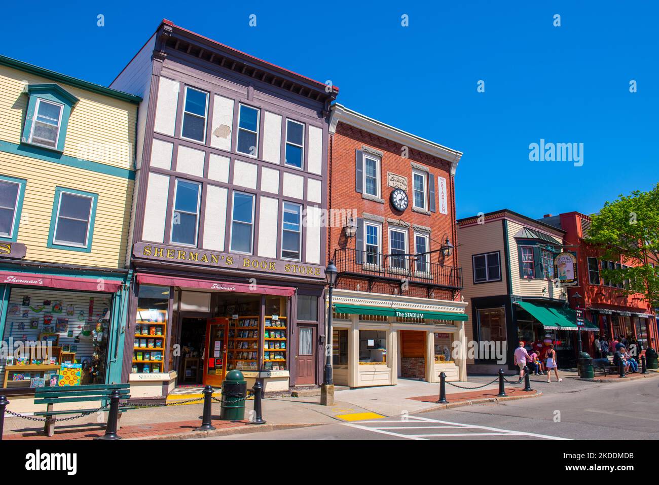 Sherman's Book Store and Stadium restaurant at 58 Main Street in historic town center of Bar