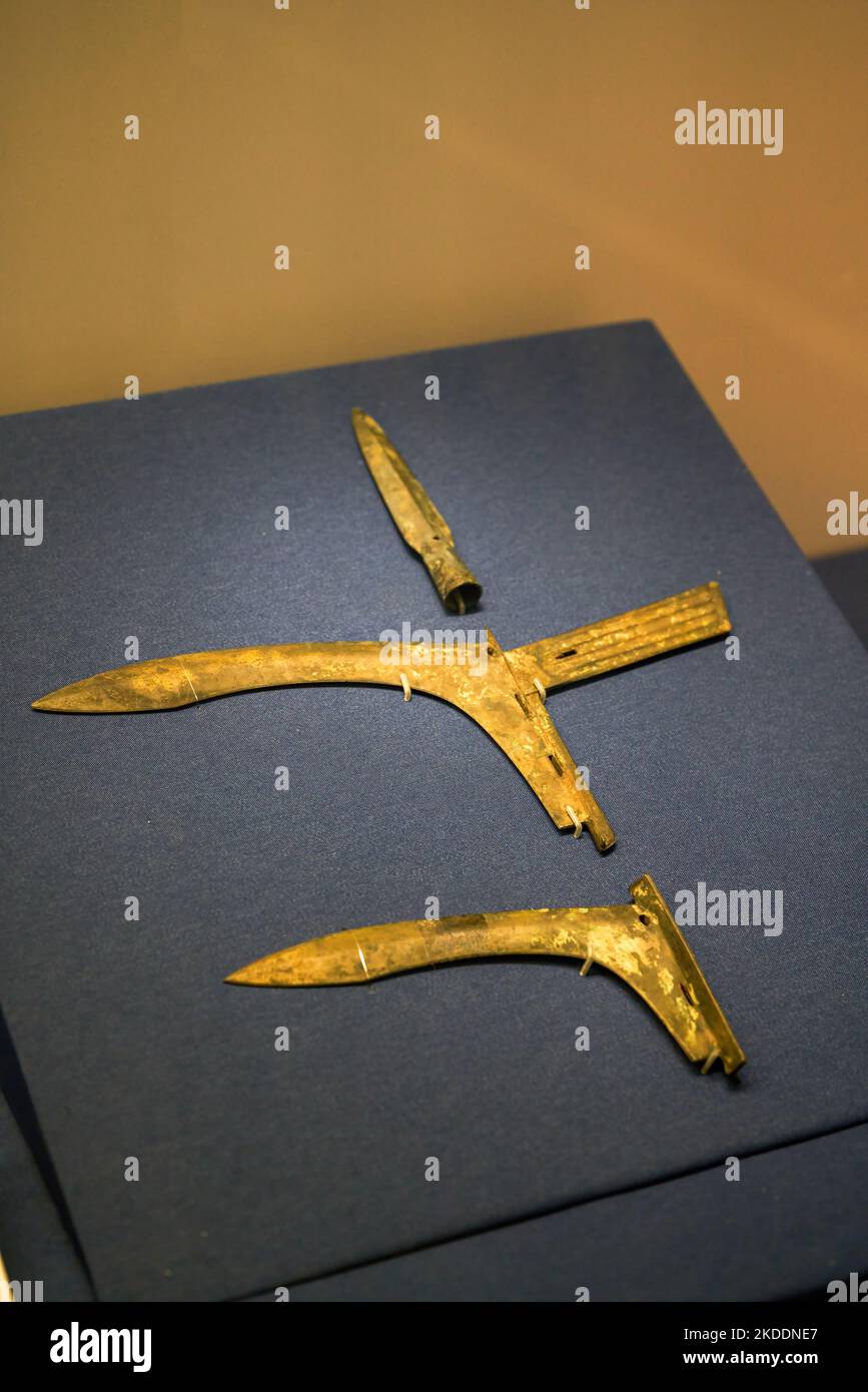 Ancient Chinese bronze weapon relics Stock Photo