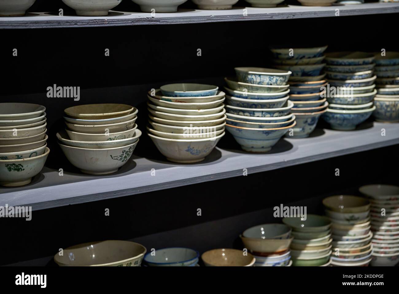 Tableware display in traditional Chinese restaurants Stock