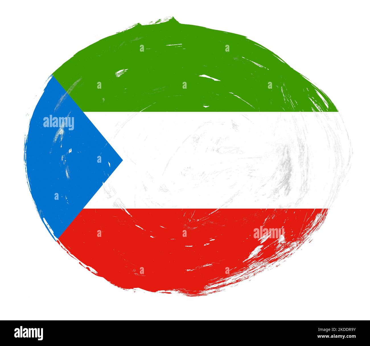 Equatorial guinea flag painted on a distressed white stroke brush background Stock Photo