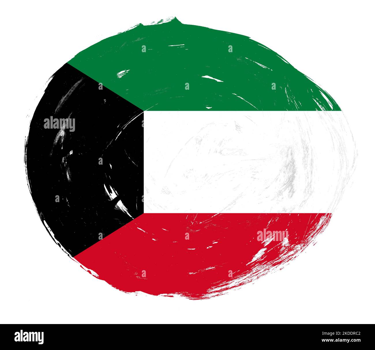 Kuwait flag painted on a distressed white stroke brush background Stock ...