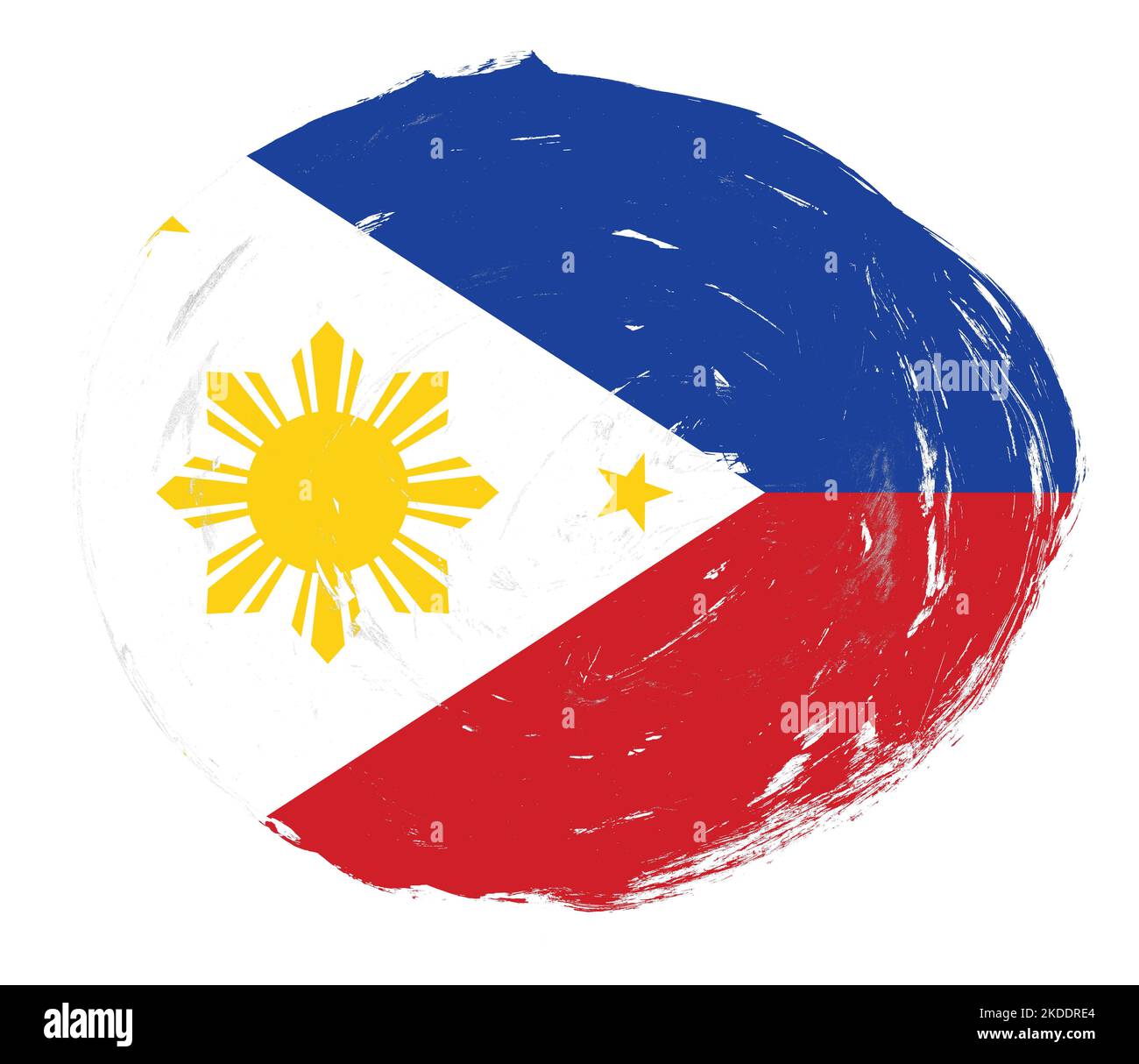 Philippines flag painted on a distressed white stroke brush background Stock Photo