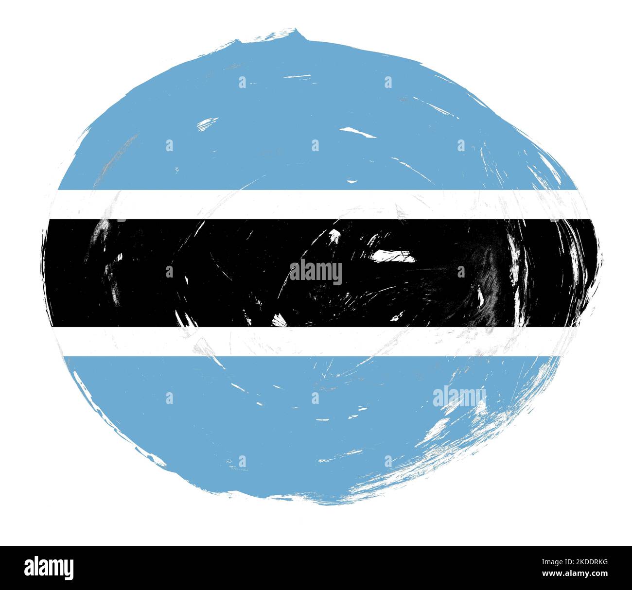 Botswana flag painted on a distressed white stroke brush background ...