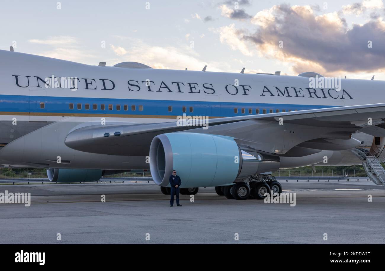 QUEENS, N.Y. – September 22, 2022: Air Force One is seen at John F. Kennedy International Airport in New York City. Stock Photo