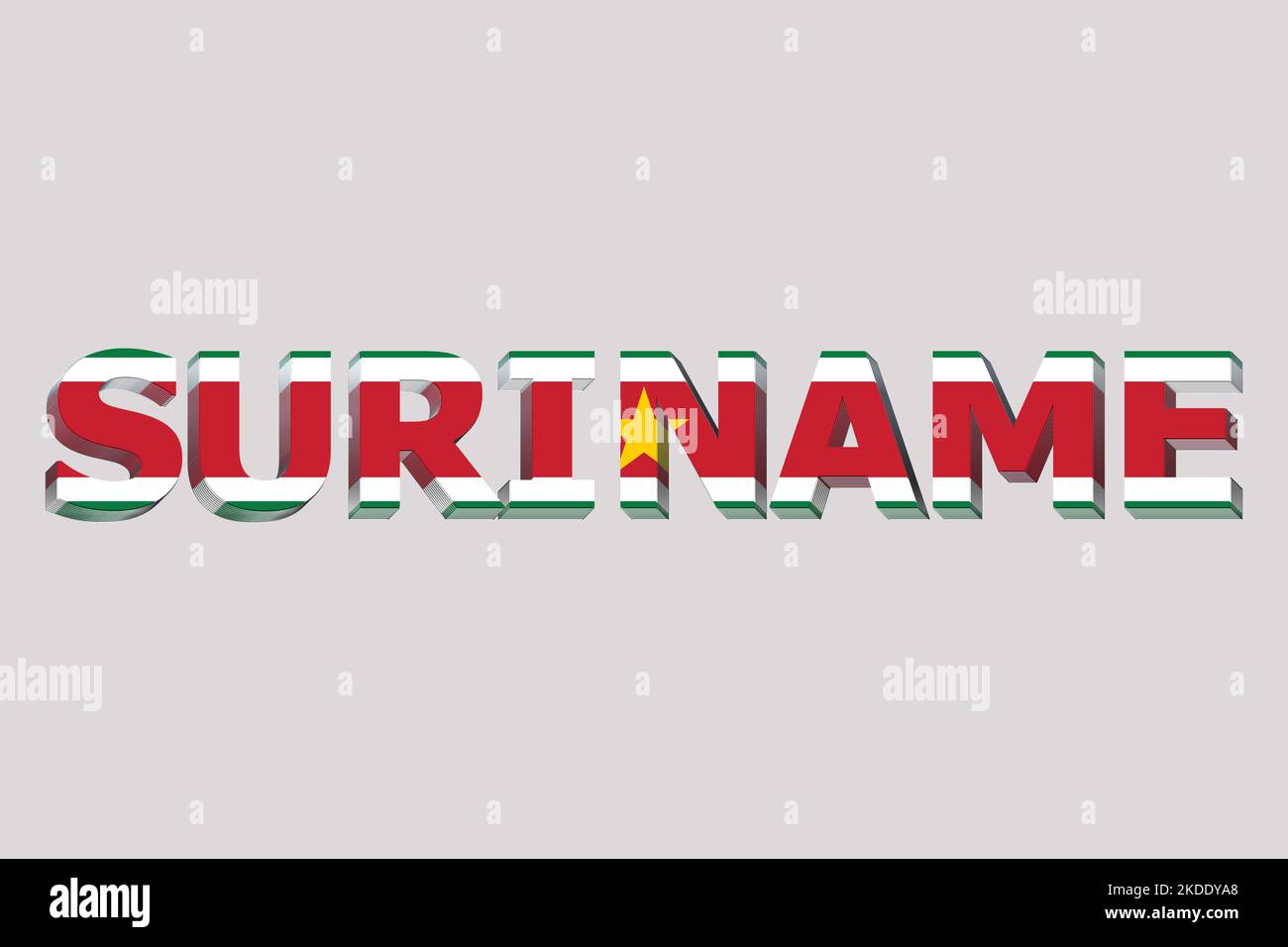 3D Flag of Suriname on a text background. Stock Photo