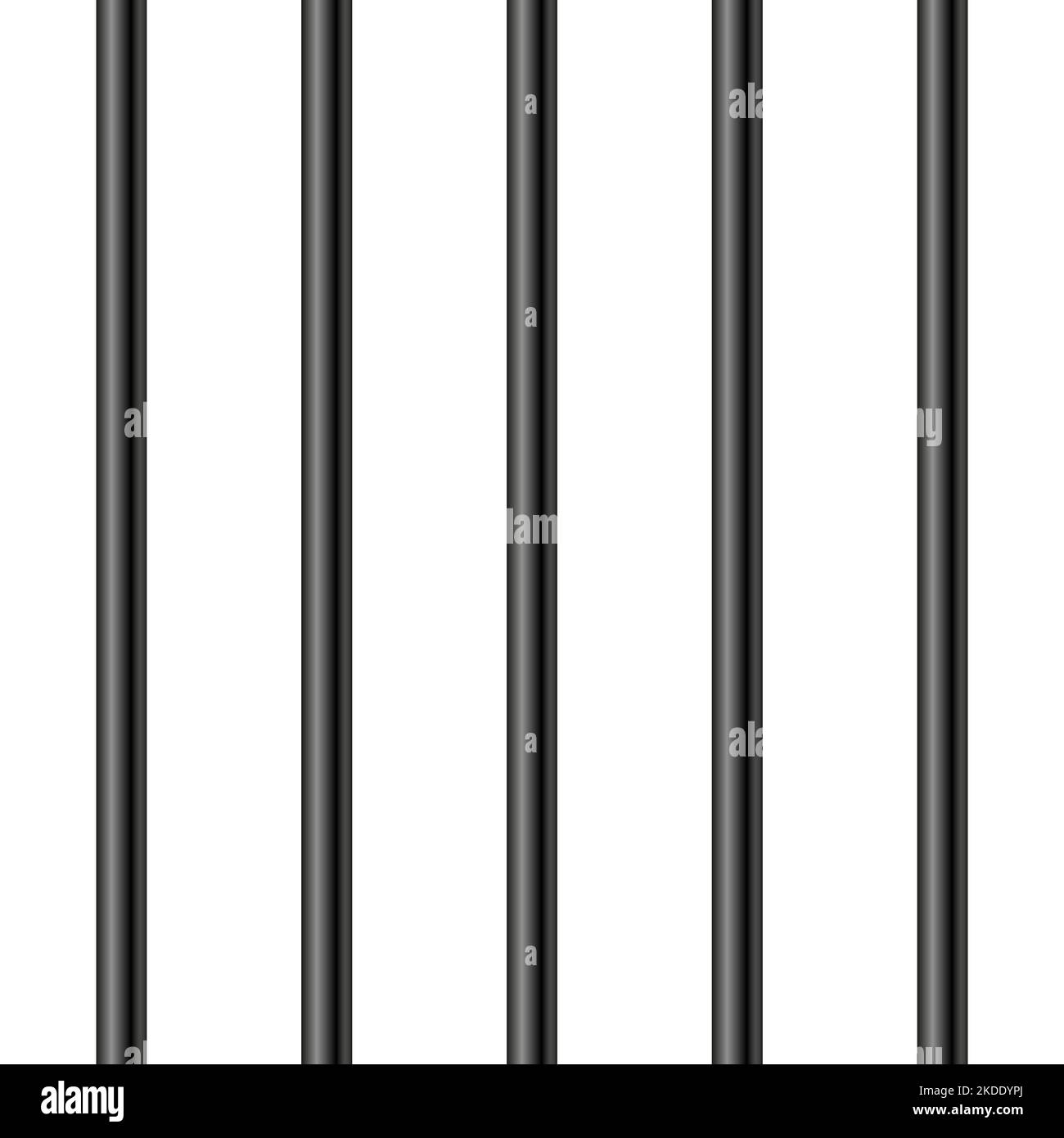 Black realistic metal prison bars isolated on white background