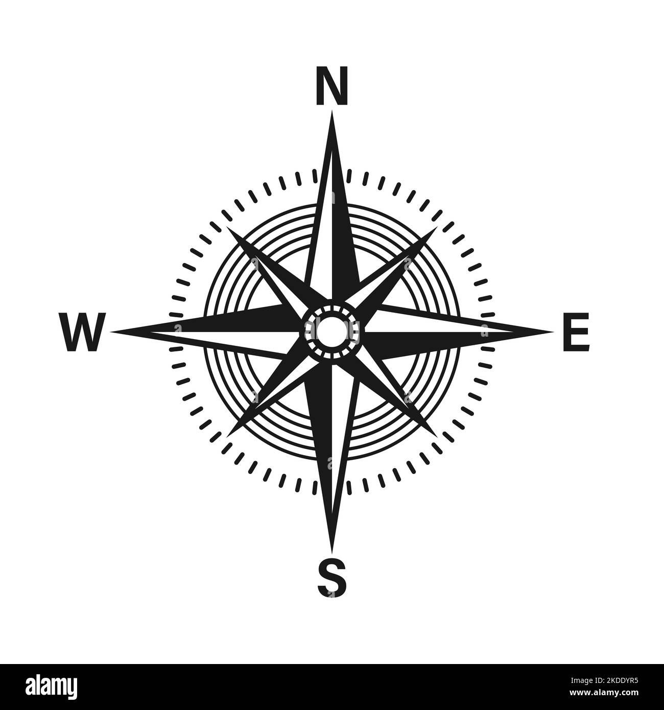 Vintage marine wind rose, nautical chart. Monochrome navigational