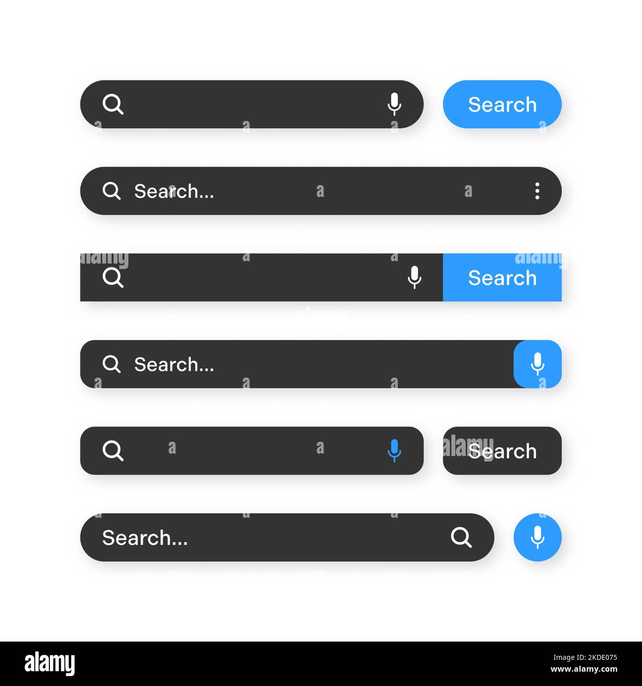 Various search bar templates, dark mode. browser engine with