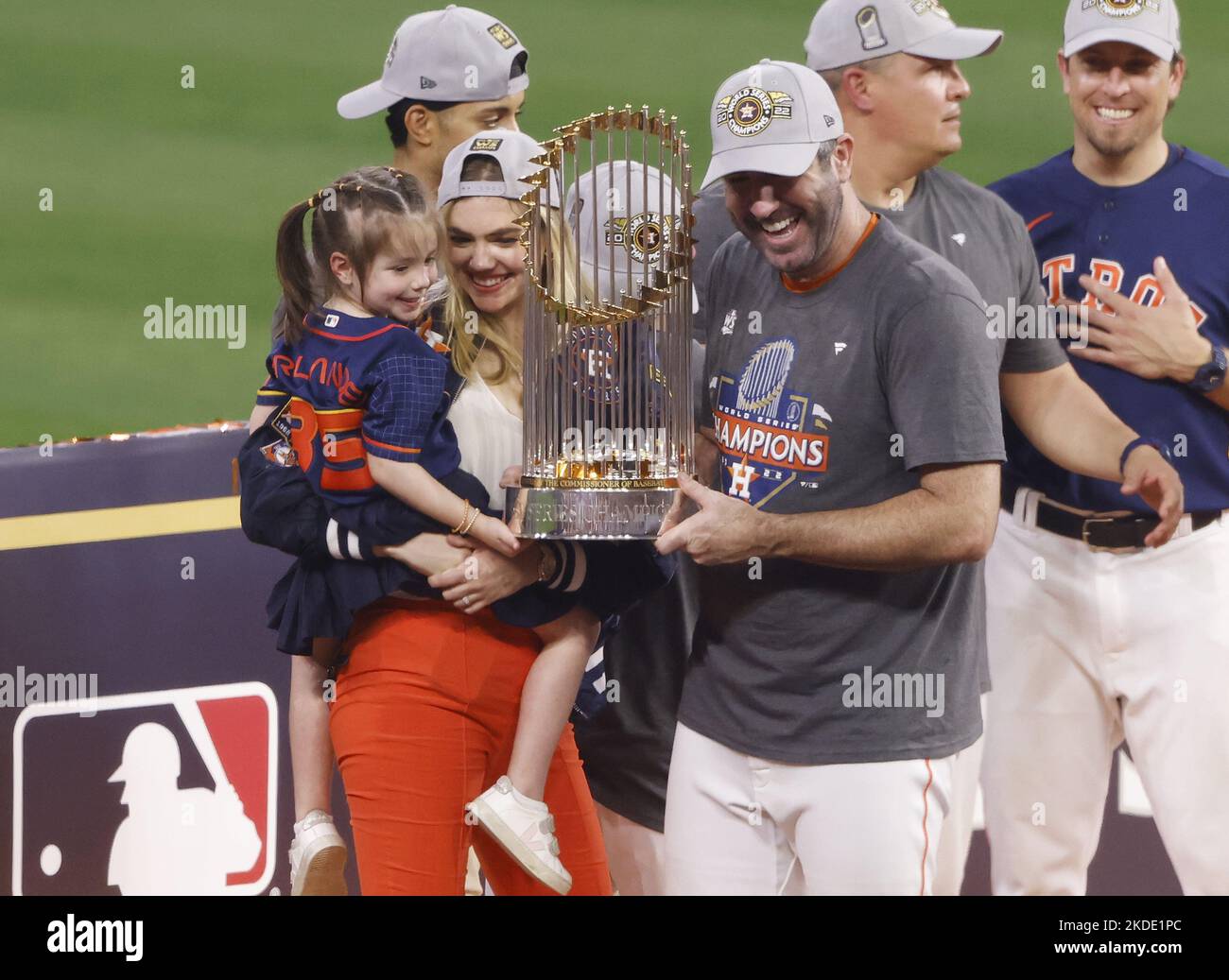 Houston Astros starting pitcher Justin Verlander celebrates with his
