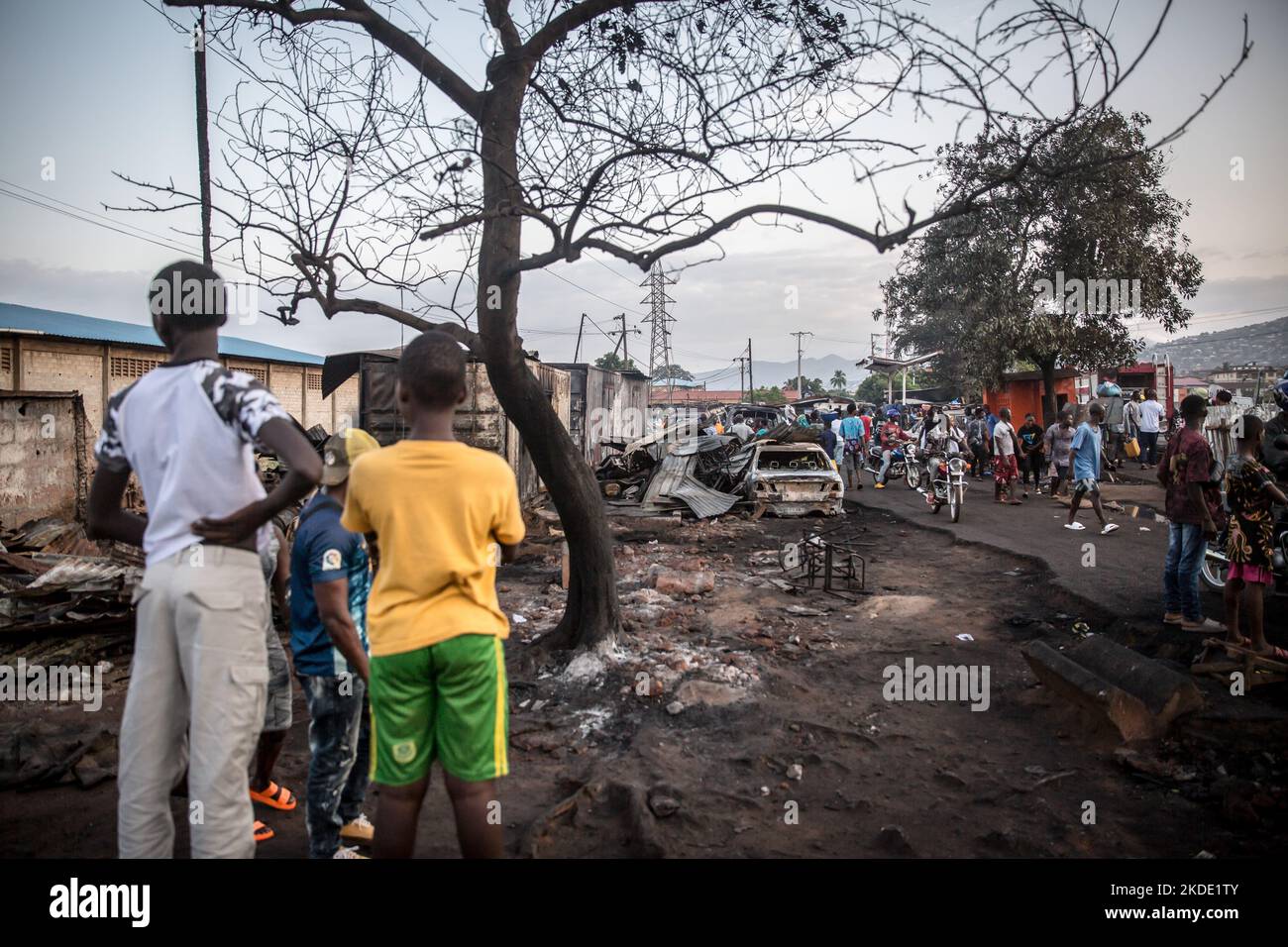 Freetown, Sierra Leone. 07th Nov, 2021. People gather at the site of