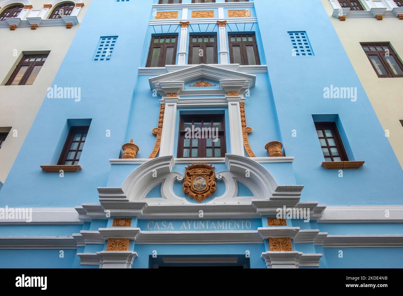Blue facade of the Casa Ayuntamiento (City Hall), San Juan, Puerto Rico